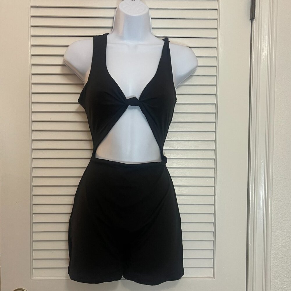 AKIRA Black Knot Front Cutout Romper XL NWT